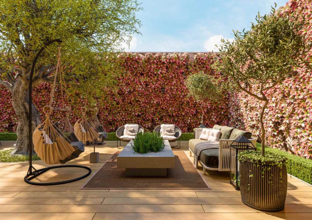 Une belle terrasse dans le jardin