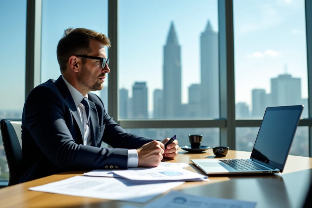 Conseiller financier travaille dans son bureau